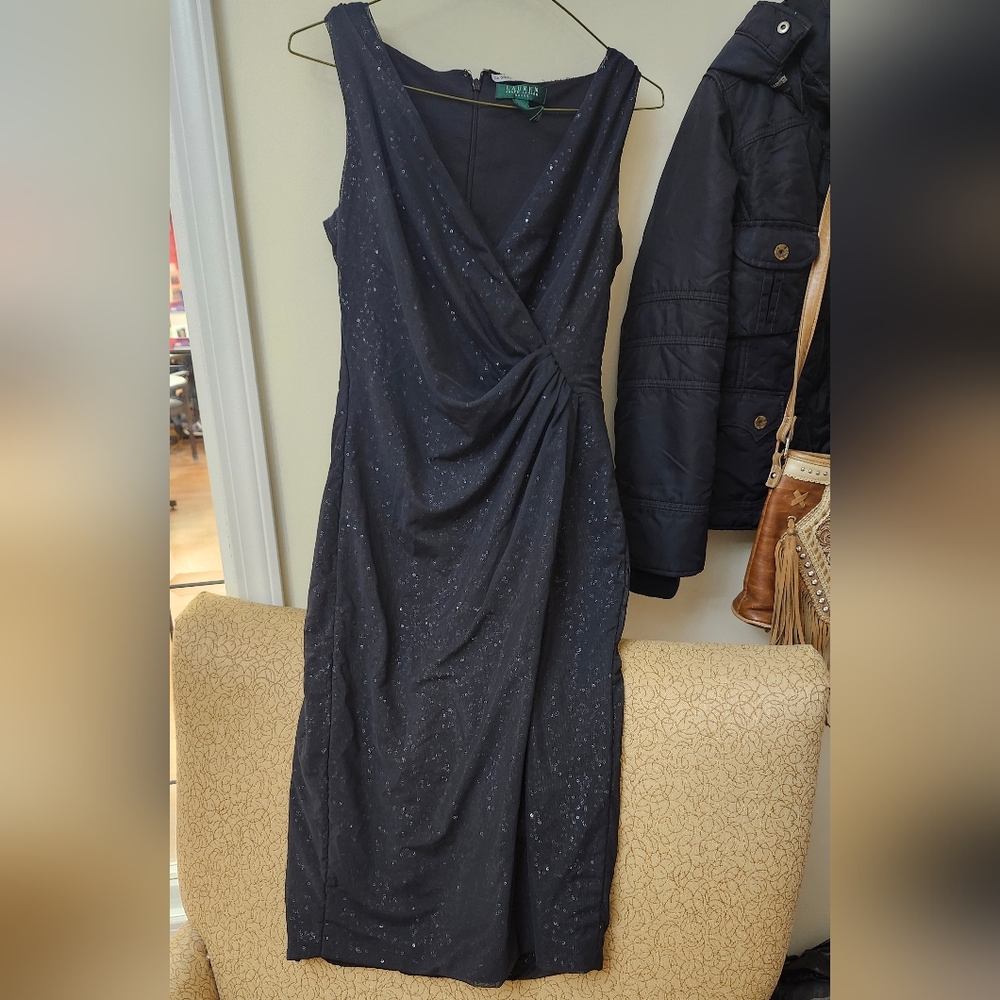 Ralph Lauren Womens Size 6 Sequined‎ Sheath Dress. Fully Lined. Zip Up Back.